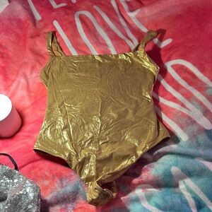 SKIMS Shiny Gold Kids Bodysuit